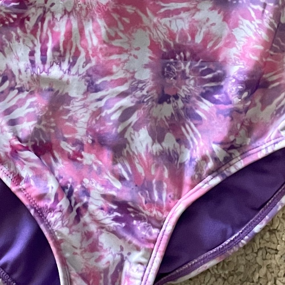 Pink Purple Tie Dye 1pc Swim Suit Girl sz 7/8 - Picture 3 of 3